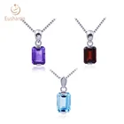 925 Sterling Silver 0.6ct Natural Swiss Blue Topaz Simple Gemstone Pendant For Women