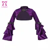 Purple Flannel Ruffle Long Flare Sleeve With Belt Women Jackets Victorian Sexy Costumes Vintage Short Coat Plus Size Outerwear