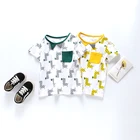 New products summer knitted baby boys boutique clothes set