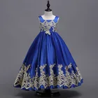 Sleeveless 5-15 years princess embroidery party dress for kids girls