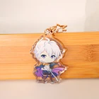 Promotional transparent clear customized image logo printed cute cartoon anime epoxy acrylic keychains with keyring
