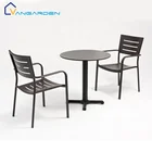 Garden Food 4 Seater Black Aluminum Outdoor Table Cafe Garden Terrace Picnic Fast Food Bar Furniture Set