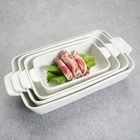 Tray Oven White Cookware Porcelain Baking Tray Rectangular Oven Ceramic Baking Dish With Double Ear A24186