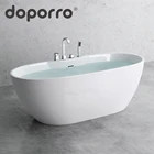 doporro free standing bathtub soaking tub FB-605 with polished chrome slotted overflow & pop-up drain