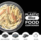 48 Ounce Black Round Reusable Stackable Lunch Containers, Food Grade PP Disposable Plastic Meal Prep Containers with lid