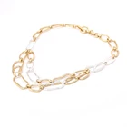 Women's and men's layered chain necklace worn gold silver plating chunky necklaces