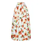 Orange Flower African Print Maxi Skirt of Women Long Style