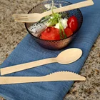 Bamboo utensil fork spoon knife set wood portable bamboo cutlery