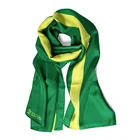 Women Gift Printing Logo Oblong Seidentuch Scarves Green Yellow Contrast Color Plain Scarf Silk Custom