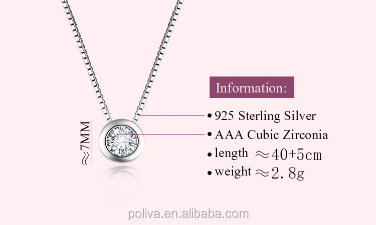 POLIVA Jewelry Silver Women Jewellery Necklace Sterling 925 Gold Plated Cz Simulated Diamond Bezel-Set Solitaire Choker Necklace