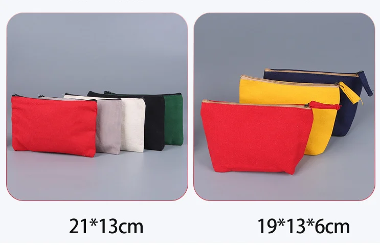 small custom printed cotton canvas zipper pouch