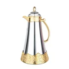 Turkish AMAZING TURKISH STYLE METAL BODY GOLDEN COATED 1 L GLASS LINER VACUUM INSULATED FLASK DALLAH