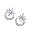 Fashion style full diamonds moon star shape brass stud earrings for girl birthday gift