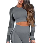 Women Sportswear Custom Logo Cropped Seamless Long Sleeve Gym Top