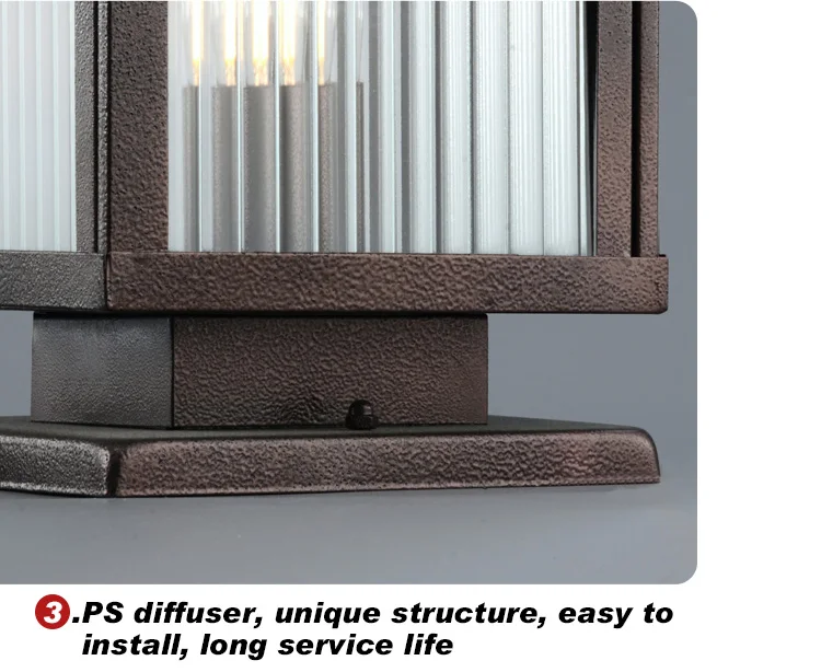 Classical Outdoor Lighting Fixtures Doorway Garden Stripe Glass Pillar Lights