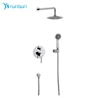 High-end Unique Brass Chrome Wall Mounted Bath Mixer Shower Faucet with hand shower