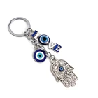 XUSHI Promotional Exaggerated Silver Palm L O V E Letter Round Evil Eye Metal Keychain key19S052