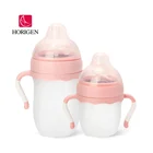 food grade baby silicone wide anti-flatulence handle straw milk bottle bpa free feeding milk bottles