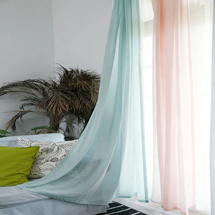 Modern Style Window Gauze Sheer Tulle Fabric Curtains For Living Room