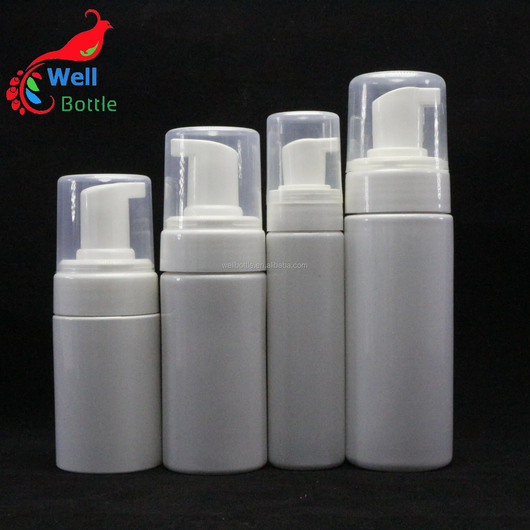 White plastic soap foam pump bottle for facial cleanser FB-068R