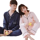 Spring and Autumn Couple Cotton Sleepwear Long Sleeve Sweet Lovely Korean Edition Student Leisure Suit Home Dress Men