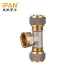 Ifan new design global standard available color pex brass fitting copper female tee with factory price and high quality