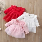 Wholesale Princess dress solid color baby girls Christmas boutique lace baby dress
