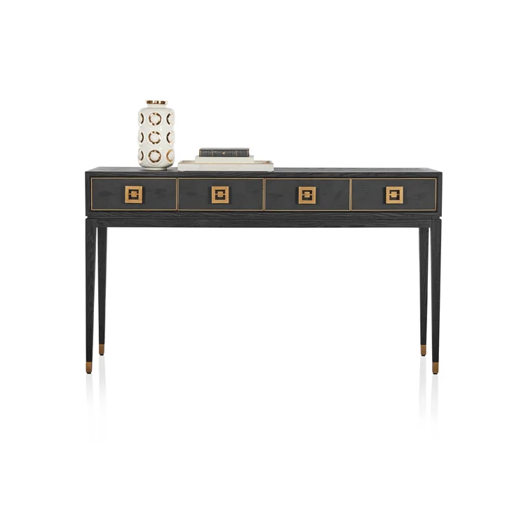 2020 Top selling solid oak wood black accent console table
