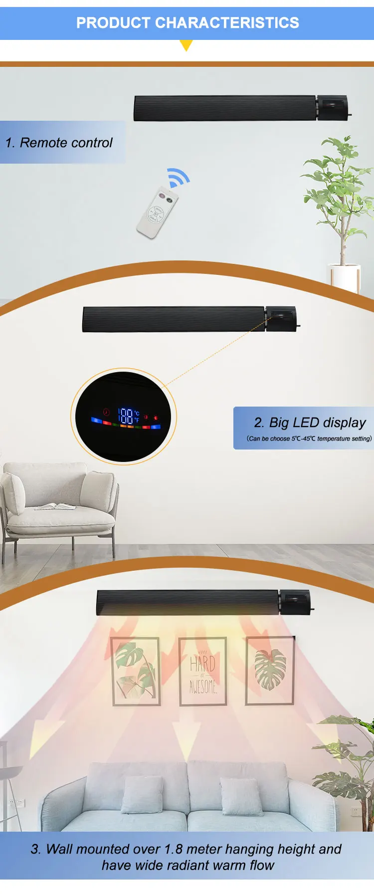 Room Infrared Panel, Ceiling, 220V-240V, 2000 W - detail 8