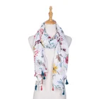 Wholesale Floral Leaf Print Machine Printed 2020 New Arrival Women Fashion Scarf&Shawl With Tassel