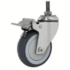 Swivel Metal Lock Castor Metal Castor Metal Body Medical 4 In Thread Stem And Lock Tpr Wheel Castor
