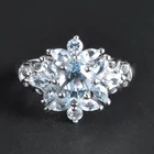 Jufeng 925 sterling silver aquamarine ring, white gold with gemstone ring jewelry women