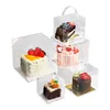 Portable Clear Cake Bread Carry Box PET Plastic Box With Handle