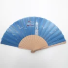 Custom polyester wooden hand fan for gifts