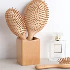 Luxary oval wood hair scalp massage brush cushion vent tangle brush