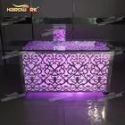 Wedding silver stainless steel frame led light bar buffet table with wheel