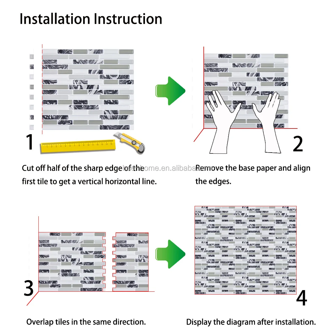 RV Decoration Peel and Stick Vinyl Wall Tiles Stickers for  Kitchen Bathroom Apartment Interior
