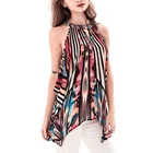 Womens Shirts Print Irregular Sleeveless Casual Tunic Tops Blouse T-Shirt for Ladies Teen Girls
