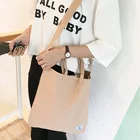 Fashion canvas shopping handbags lady single shoulder bags with decals