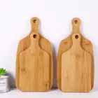 Natural color cheese pizza rectangle organic bamboo cutting board with handle