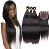 Machine double weft straight raw indian hair with closure bundle, 100% raw indian virgin hair wholesale
