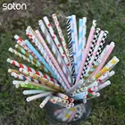 eco friendly recyclable hot sale striped wrapped disposable biodegradable paper straw