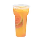 Clear disposable cups plastic with lid juice 24oz custom takeaway packaging cup