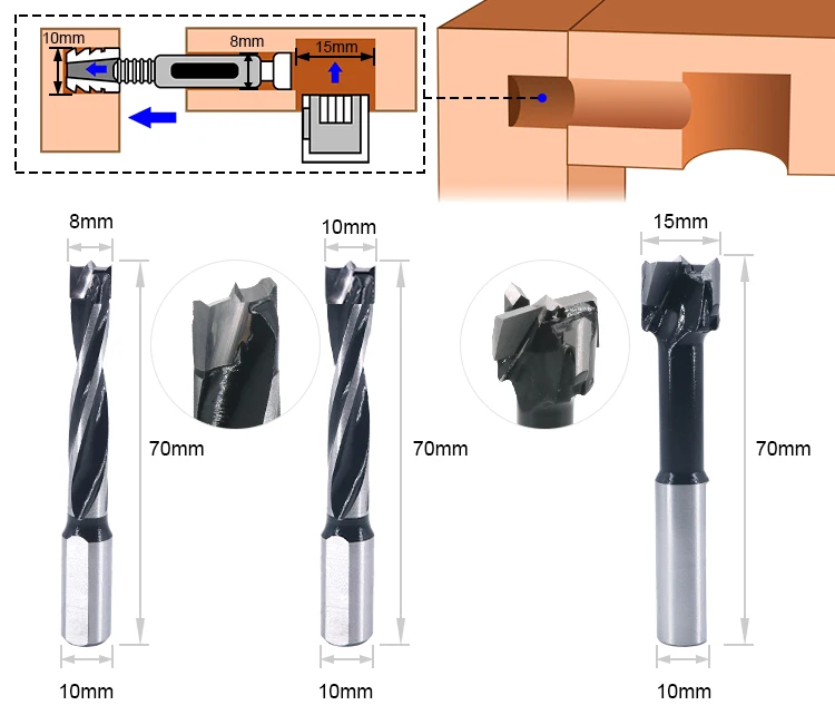 Woodworking TCT Hinge Boring Dowel Drill Bits for Row Drill Machine CNC Machine