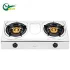 Economy Stainless Steel surface Cast Iron Burner Gas Stove / Kitchen Two Burner table Gas Stove with Cast Iron Burner