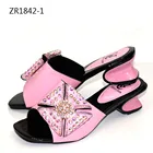 african style low hell shoes pink color shoe and bag set women for daily