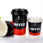 8 Ounce paper cups double wall Custom LOGO printed coffee paper cup for hot drink milk tea