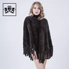 new winter fashion fur cloak women warm mink fur knit cape