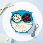 Silicone placemat plate owl feeding tray with suction cup baby feeding cutlery baby bowl suction