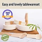 250 pcs Biodegradable Cutlery Compostable Sugarcane Paper Plates Recycled For Birthday Party Picnic